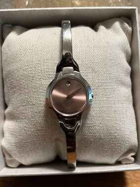 Movado pink face w/ sapphire crystal ladies watch